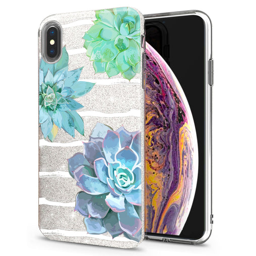 Lex Altern iPhone Glitter Case Cute Succulents