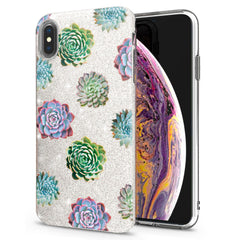 Lex Altern iPhone Glitter Case Succulent Pattern