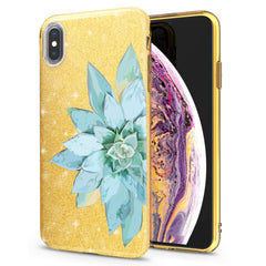 Lex Altern iPhone Glitter Case Watercolor Succulent