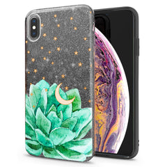 Lex Altern iPhone Glitter Case Moon Succulent
