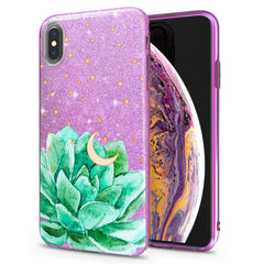 Lex Altern iPhone Glitter Case Moon Succulent