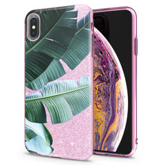 Lex Altern iPhone Glitter Case Green Tropical Leaves