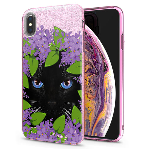 Lex Altern iPhone Glitter Case Floral Black Cat