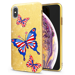 Lex Altern iPhone Glitter Case Blue Butterflies