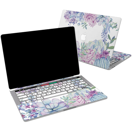 Lex Altern Vinyl MacBook Skin Blue Succulents for your Laptop Apple Macbook.