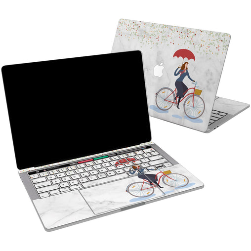 Lex Altern Vinyl MacBook Skin Floral Rain Bicycle Pattern for your Laptop Apple Macbook.