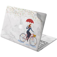 Lex Altern Vinyl MacBook Skin Floral Rain Bicycle Pattern