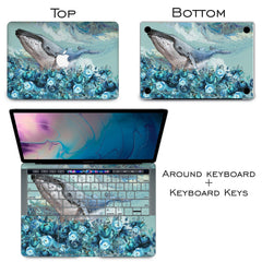 Lex Altern Vinyl MacBook Skin Floral Whale