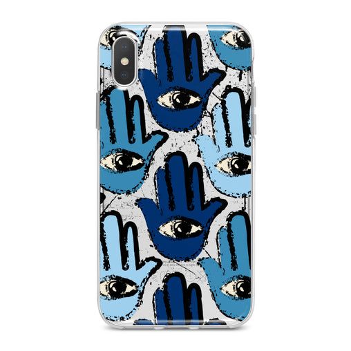 Lex Altern Blue Hamsa Pattern Phone Case for your iPhone & Android phone.