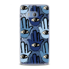 Lex Altern TPU Silicone HTC Case Blue Hamsa Pattern