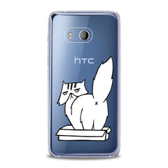 Lex Altern TPU Silicone HTC Case White Cranky Cat