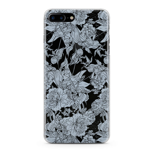 Lex Altern Blue Graphic Peonies Phone Case for your iPhone & Android phone.