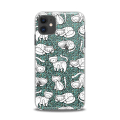 Lex Altern TPU Silicone iPhone Case White Drawing Cats