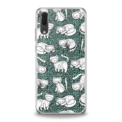 Lex Altern White Drawing Cats Huawei Honor Case