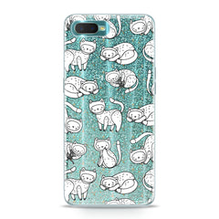 Lex Altern TPU Silicone Oppo Case White Drawing Cats