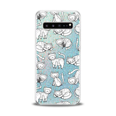 Lex Altern TPU Silicone Samsung Galaxy Case White Drawing Cats