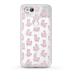 Lex Altern TPU Silicone Google Pixel Case Pink Alpaca Pattern
