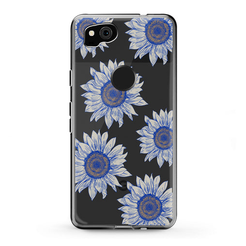 Lex Altern Google Pixel Case Painted Blue Sunflowers