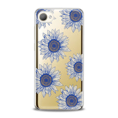 Lex Altern TPU Silicone HTC Case Painted Blue Sunflowers