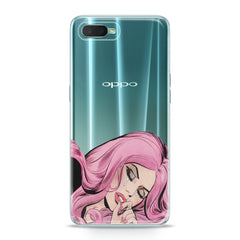 Lex Altern TPU Silicone Oppo Case Pink Hairstyle