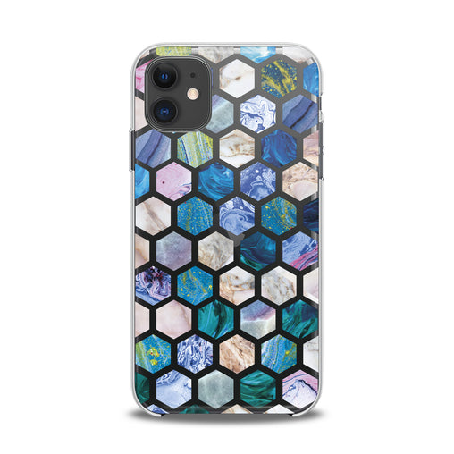 Lex Altern TPU Silicone iPhone Case Blue Honeycombs
