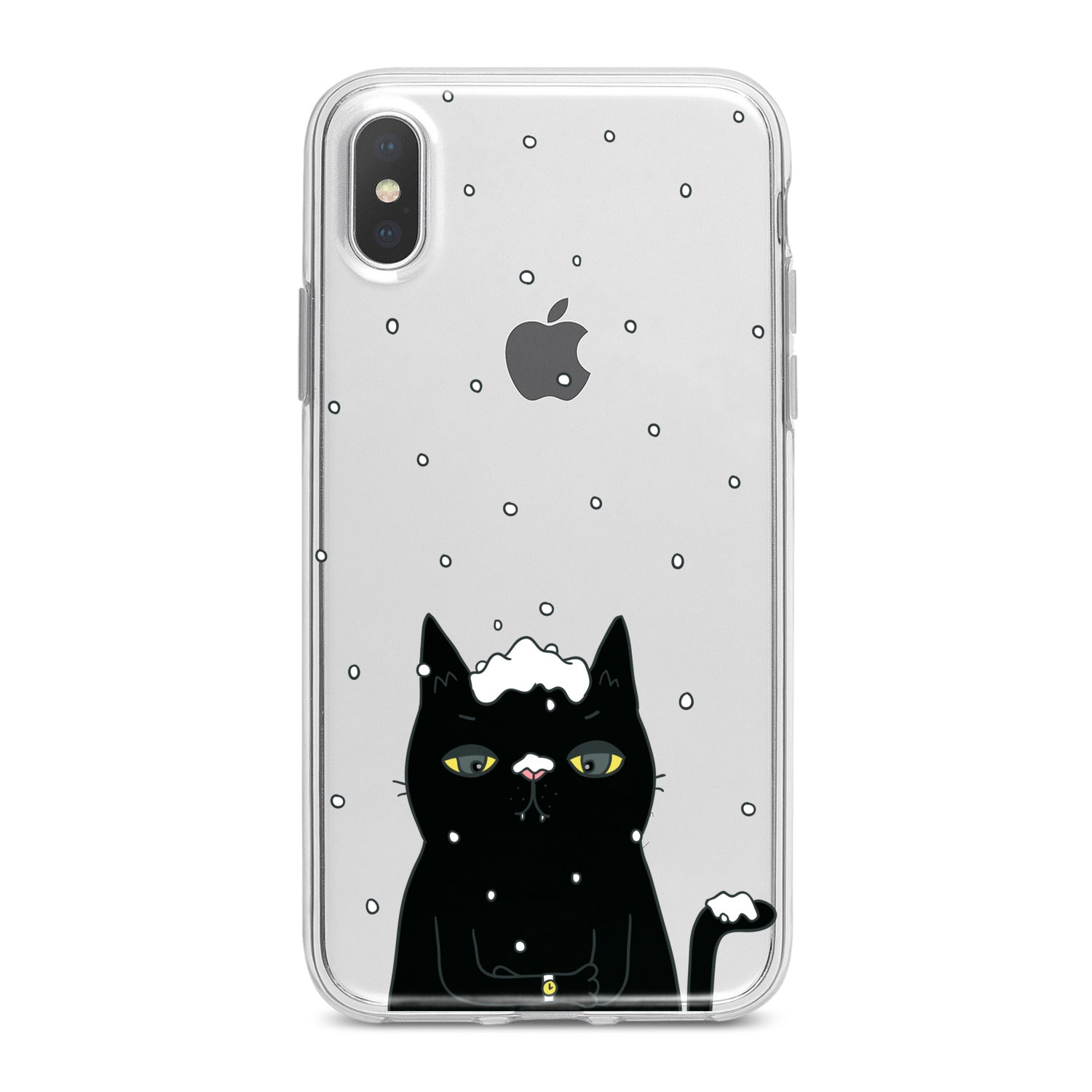 Lex Altern Black Snowy Cat Phone Case for your iPhone & Android phone.