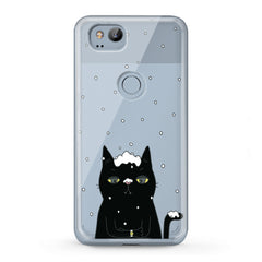 Lex Altern TPU Silicone Google Pixel Case Black Snowy Cat