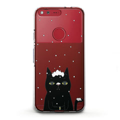 Lex Altern TPU Silicone Phone Case Black Snowy Cat