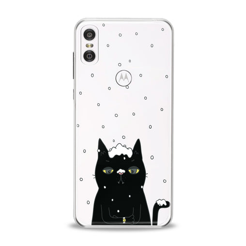 Lex Altern Black Snowy Cat Motorola Case