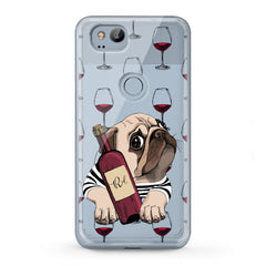 Lex Altern TPU Silicone Google Pixel Case Wine Pug