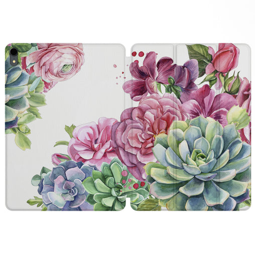 Lex Altern Magnetic iPad Case Succulent Flowers for your Apple tablet.