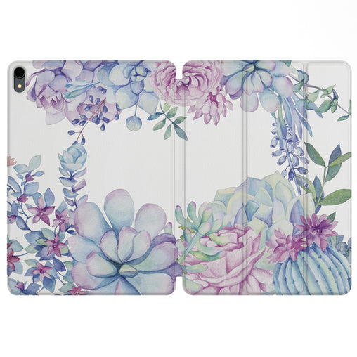 Lex Altern Magnetic iPad Case Blue Succulents for your Apple tablet.