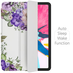 Lex Altern Magnetic iPad Case Purple Floral Pattern
