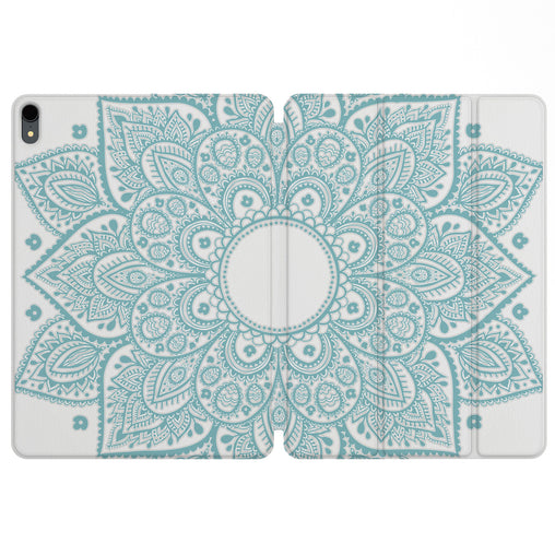 Lex Altern Magnetic iPad Case Blue Mandala for your Apple tablet.