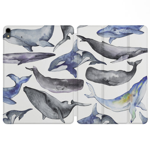 Lex Altern Magnetic iPad Case Whale Watercolor for your Apple tablet.