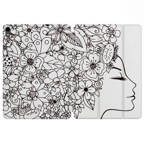Lex Altern Magnetic iPad Case Floral Woman Face for your Apple tablet.