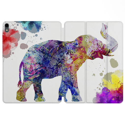 Lex Altern Magnetic iPad Case Colorful Elephant for your Apple tablet.