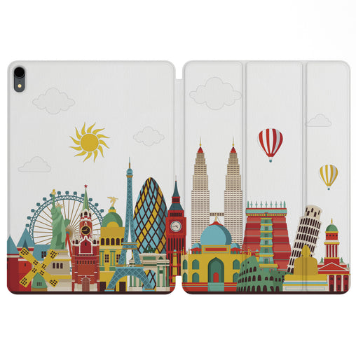Lex Altern Magnetic iPad Case Around World Print for your Apple tablet.