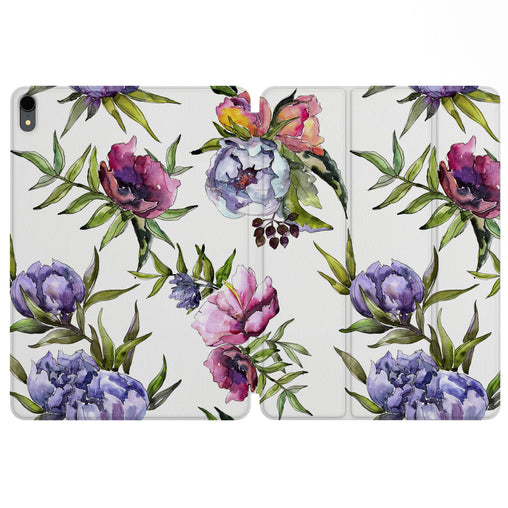 Lex Altern Magnetic iPad Case Purple Peony Bloom for your Apple tablet.