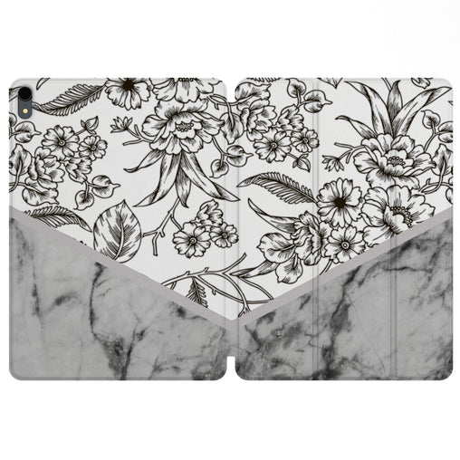 Lex Altern Magnetic iPad Case Marble Flowers for your Apple tablet.