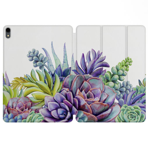 Lex Altern Magnetic iPad Case Purple Succulents for your Apple tablet.