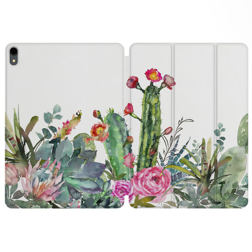 Lex Altern Magnetic iPad Case Watercolor Cactus for your Apple tablet.