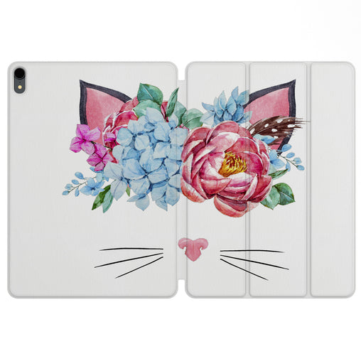 Lex Altern Magnetic iPad Case Floral Cat for your Apple tablet.