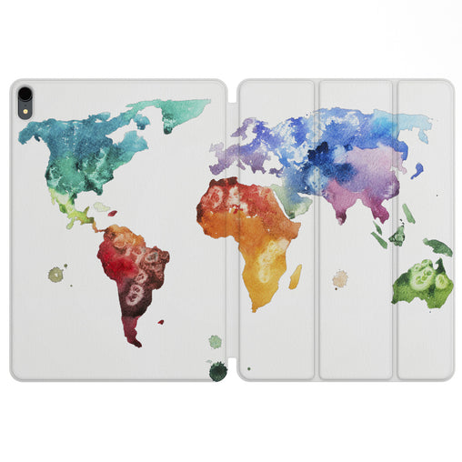 Lex Altern Magnetic iPad Case Colorful World Map for your Apple tablet.