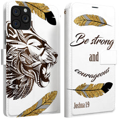Lex Altern iPhone Wallet Case Be Strong and Courageous Wallet