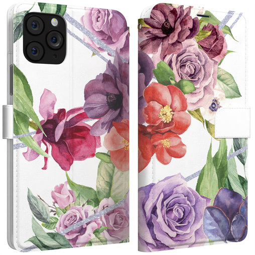 Lex Altern iPhone Wallet Case Purple Roses Art Wallet