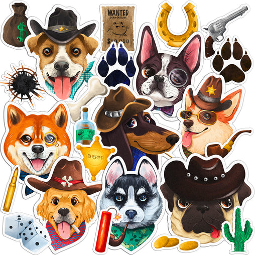 Lex Altern 24 PCS Sticker Pack for Laptop Cowboy Dogs