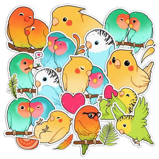 Lex Altern 24 PCS Sticker Pack for Laptop Kawaii Parrots