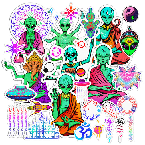 Lex Altern 27 PCS Sticker Pack for Laptop Alien Meditation