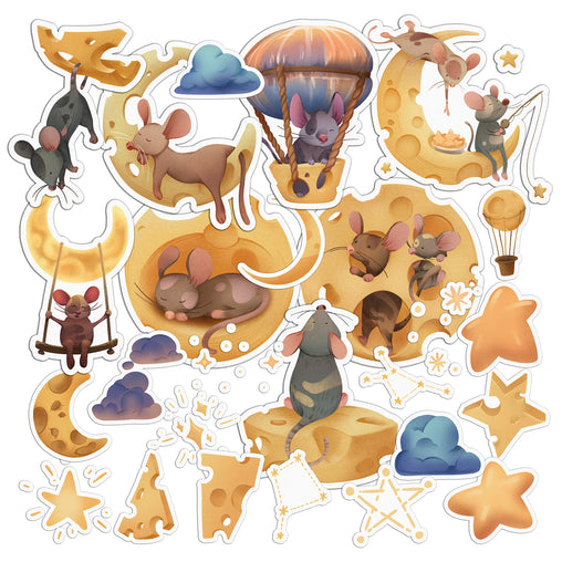 Lex Altern 26 PCS Sticker Pack for Laptop Cheese Universe